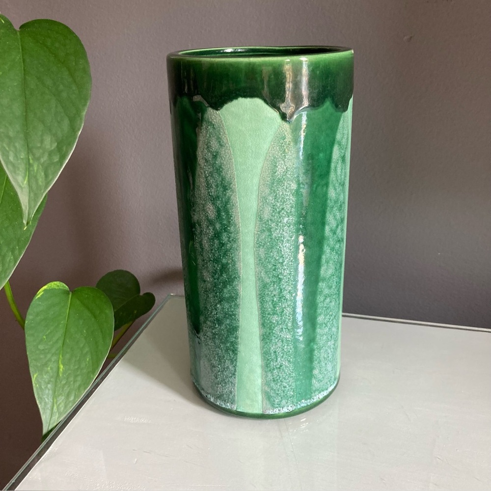 Haeger Drip Glaze Green Ceramic Vase